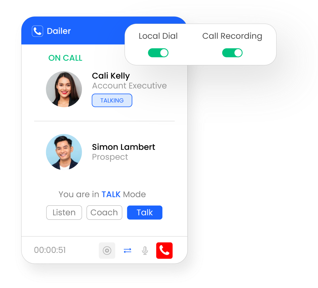 Outplay’s outbound dialer empowers your sales team to dial prospect from local numbers